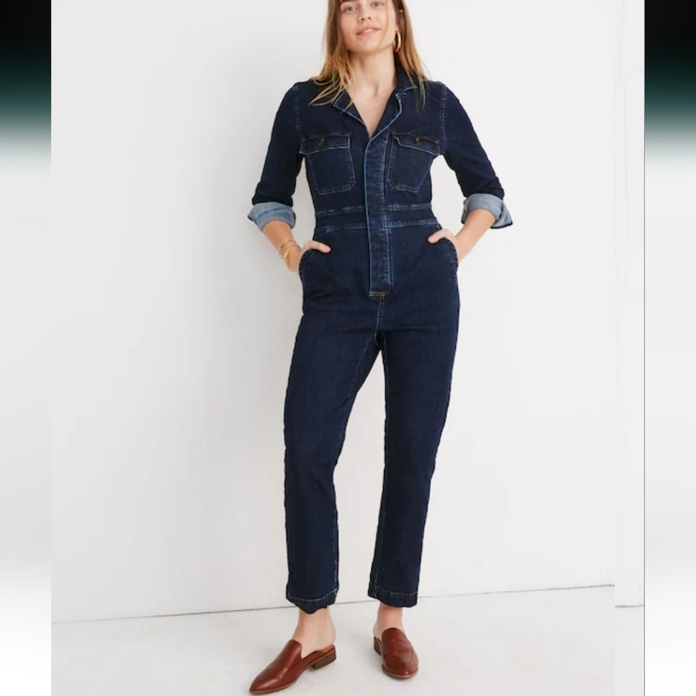 Madewell Denim Slim Coverall Jumpsuit Size 0 - Picture 1 of 16